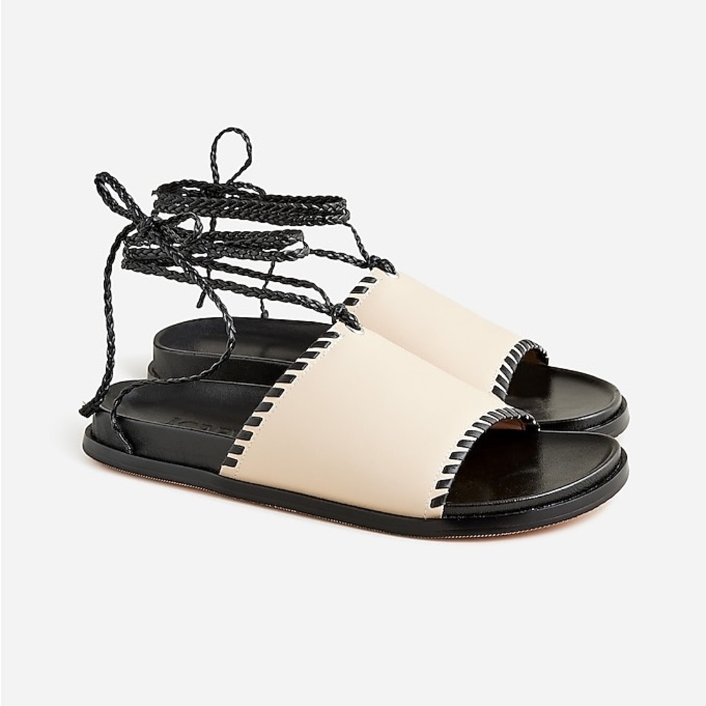 J. Crew Colbie Braided Lace Up Sandals in Leather